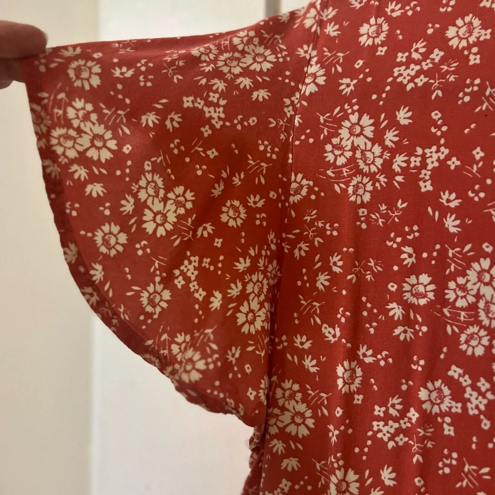 True Craft Brick Red Floral Dress - Picture 6 of 6